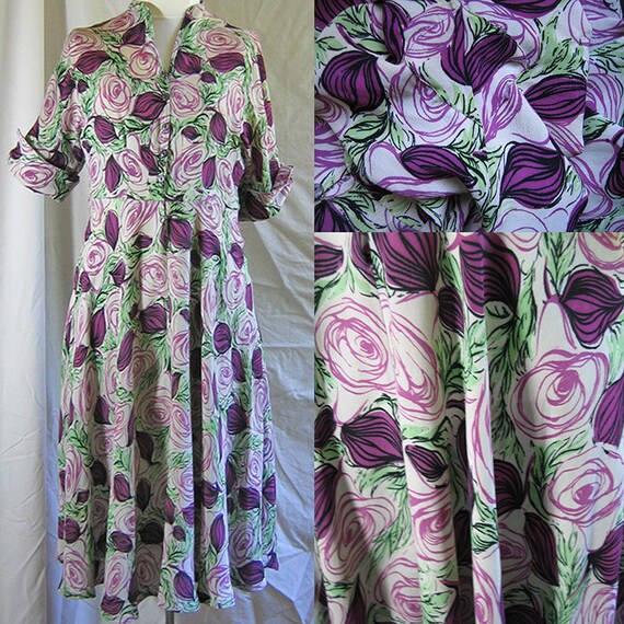 1940's Rose Print Dress - image 3