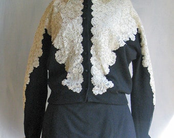 Vintage Lace Cardigan Cashmere Sweater