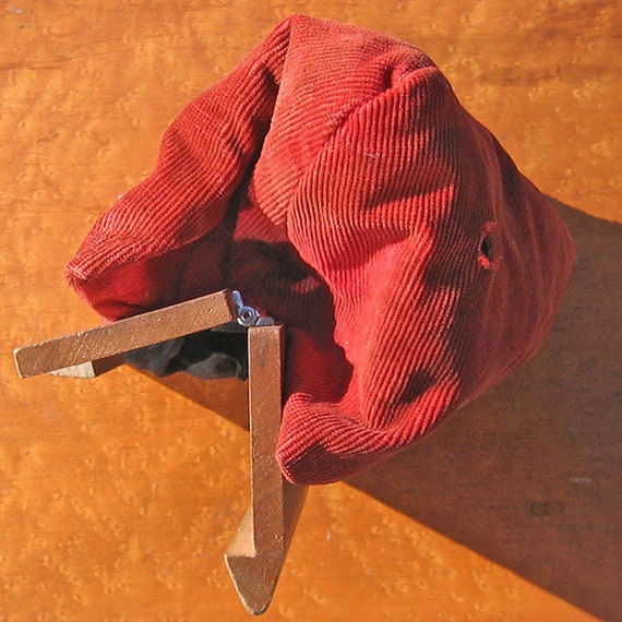 Clutch Bag Corduroy Fabric and Wood Handle - image 5