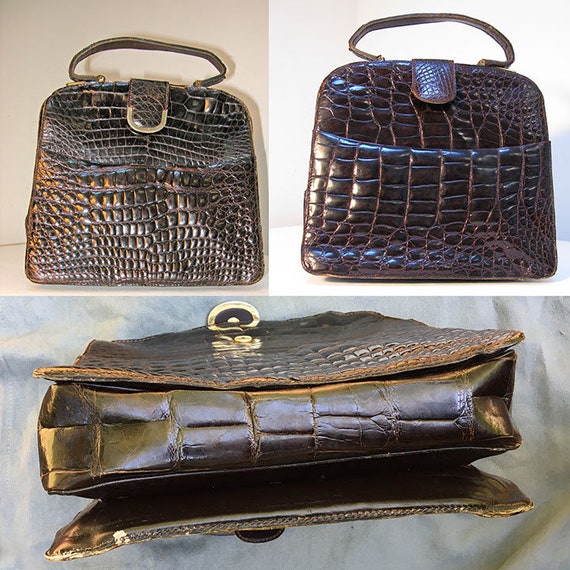 BERMA PARIS Handbag in Brown Alligator - image 9