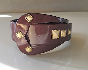 Vintage Bracelet Brown with Pyramid Studs