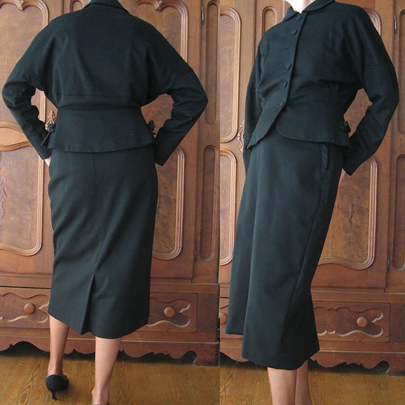 Ladies Black 2 Piece Wool Suit By Kennie