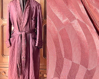 Lounge Robe in Burgundy Print Fabric