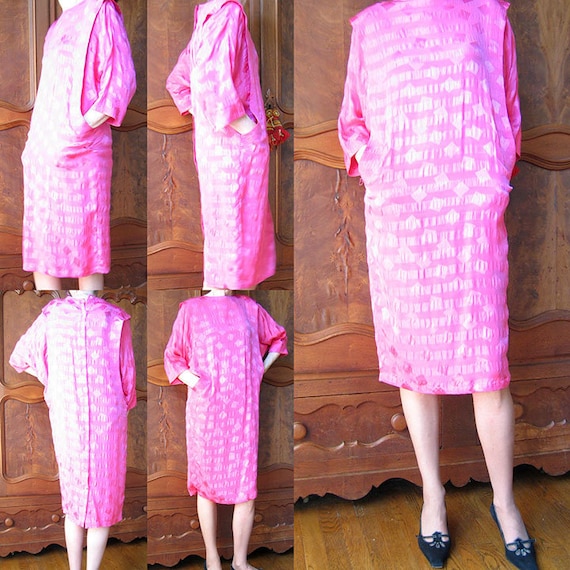 Vintage 1980's Pink Silk Dress