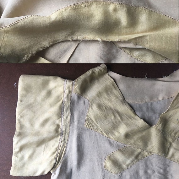Vintage Blouse Yellow and Cream Silk with Hemstit… - image 6