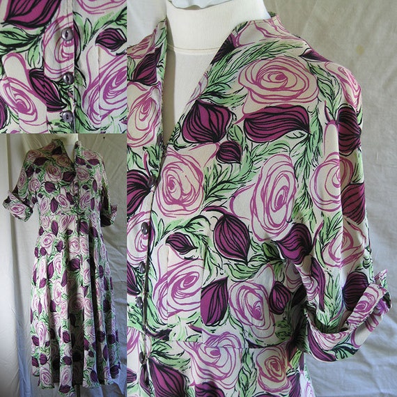 1940's Rose Print Dress - image 5