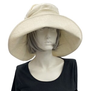 Women Wide Brim Hat Summer Cloche Hats Cream Linen or Choose