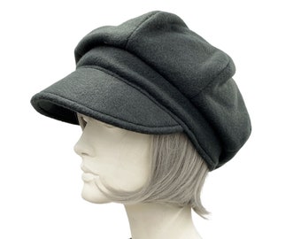 Black Newsboy Cap, Baker Boy Cap, Warm and Cozy Winter Hats Women, More Color Options, Handmade in the USA