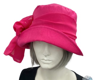 Pink Cloche, Summer Cloche Hat Women, 1920s Style, Weddings, Tea Parties, Occasion Wear, Handmade in the USA