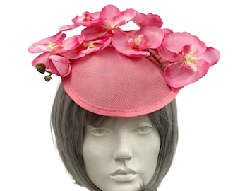 Bibis rose fuchsia, chapeau Derby Kentucky, bibi fleur d'orchidée, chapeau de mariage pour une occasion spéciale, prêt à expédier