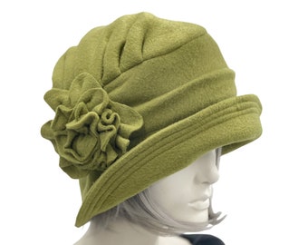 Cloche Hat Women, Fleece Winter Hat, Elegant Chemo Hat, Handmade in USA, Anniversary Gift for Wife