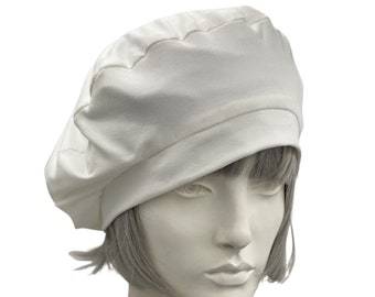 Slouchy Beret, Off White, Beret Hats For Women, Size Medium Ready to Ship, Handmade in the USA