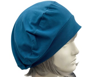 Summer Beret, Satin Lined Hat, Cute Beret, Hats for Women, Cotton Beret in Teal Denim or Choose Your Color, Handmade in USA