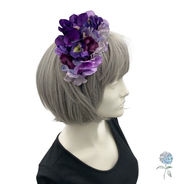 Unique Purple Hydrangea Flower Fascinator, Weddings, Races and Tea Parties, Handmade One of and Kind in the USA, Ready to Ship