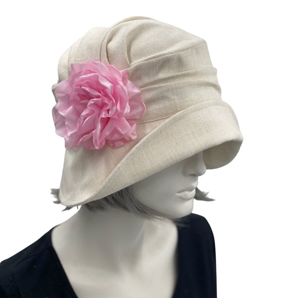 Summer Cloche Hats, Garden and Tea Party Hat, Wedding and Special Occasion Hats for Women, Linen Hat, Handmade in the USA