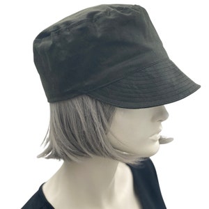 Cadet Cap, Rain Hat in Waxed Cotton, Black or Choose your Color, Walk to Work and Dog Walking Hat, Handmade in the USA image 2