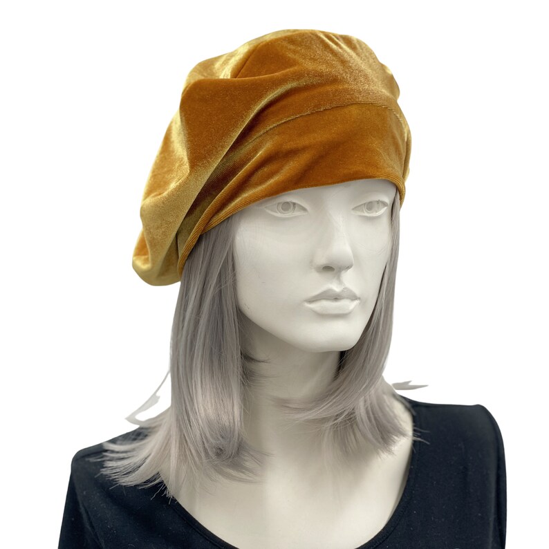 Cute Beret Gold Velvet Satin Lined Beret Hat for Women Etsy
