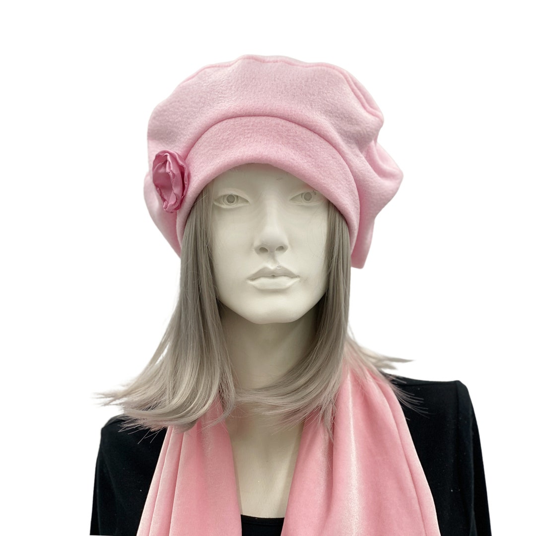 Pink Beret Beret Hats for Women Cute Beret With Pretty Rose Etsy