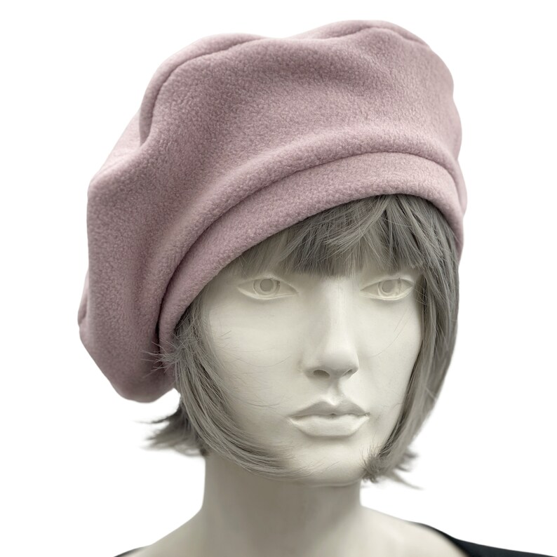 Fleece Beret, Satin Lined Hat, Beret Hats For Women, More Colors Available, Handmade in the USA Pink