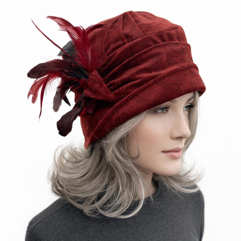 Burgundy Cloche Hat - Etsy display picture 1