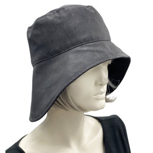 Regenhoed, Cloche Hat Dames, Waxed Cotton Hat, Zwart of kies uw kleur, Wandel en reishoed, Handgemaakt in de VS afbeelding 3