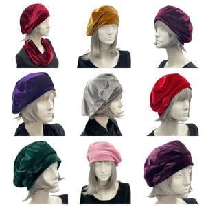 Velvet Beret, Black Velvet Hat, or Choose Your Color, Chemo Headwear, Quality Millinery Handmade in the USA image 3