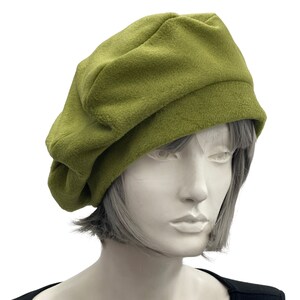 Fleece Beret, Satin Lined Hat, Beret Hats For Women, More Colors Available, Handmade in the USA Green