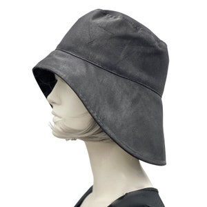 Regenhoed, Cloche Hat Dames, Waxed Cotton Hat, Zwart of kies uw kleur, Wandel en reishoed, Handgemaakt in de VS afbeelding 5