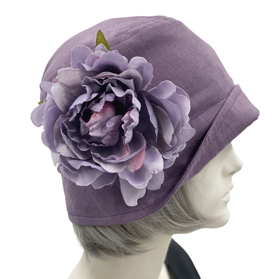 1930s Purple Linen Cloche Hat: Handmade Designer Headwear With Flower ...