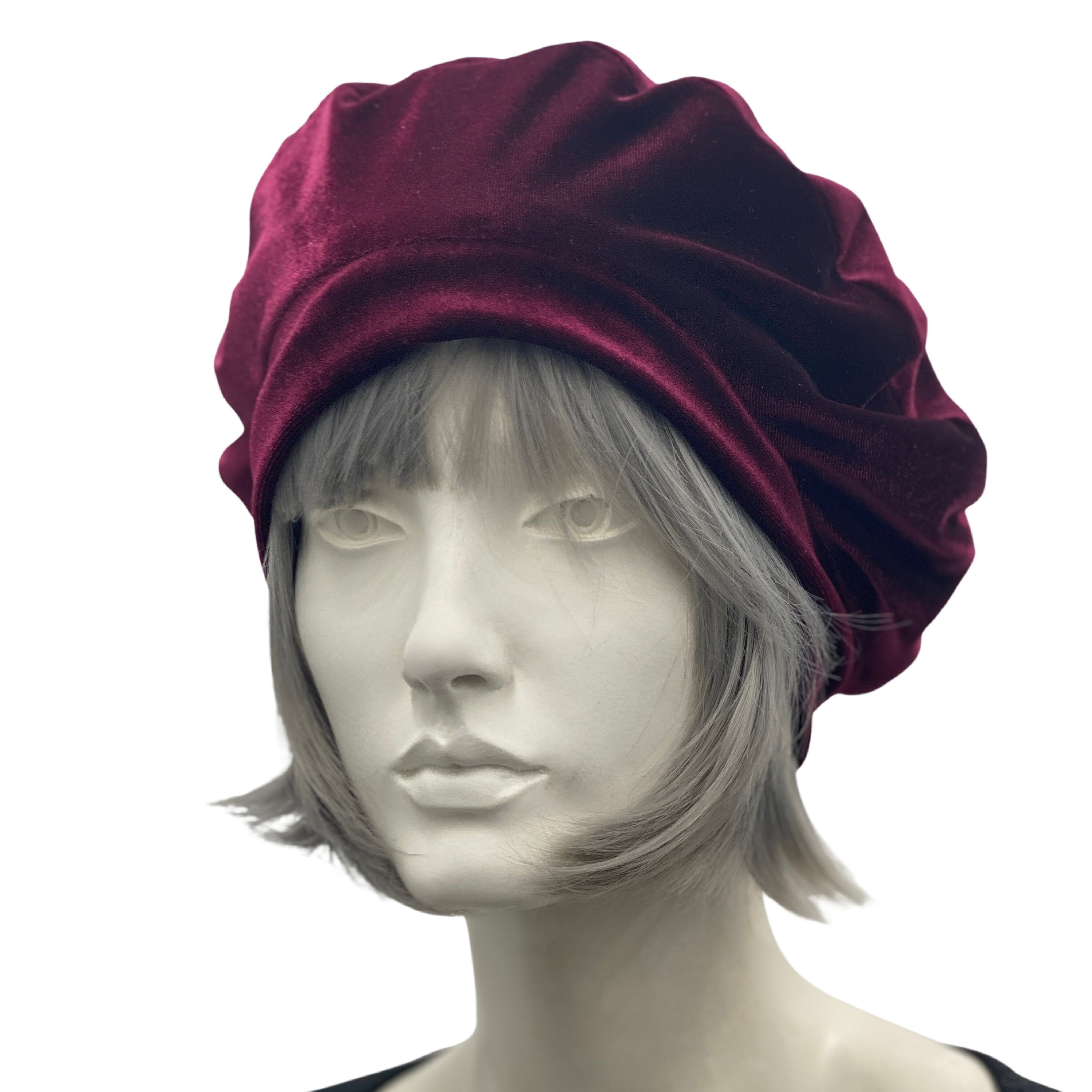 Artisan Handcrafted Rich Burgundy Velveteen Slouchy Hat Burgundy Slouchy Hat - Etsy main image 2