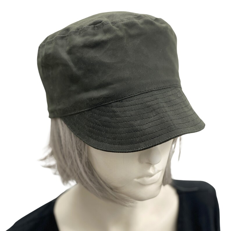 Cadet Cap, Rain Hat in Waxed Cotton, Black or Choose your Color, Walk to Work and Dog Walking Hat, Handmade in the USA image 5