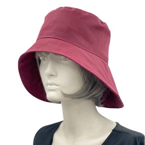 Rain Hat, Cloche Hat Women, Waxed Cotton Hat, Black or Choose Your Color, Walking and Travel Hat, Handmade in the USA Burgundy