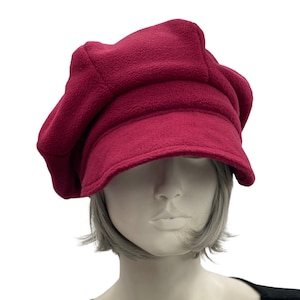 Newsboy Cap Women, Bakerboy Hat, Burgundy Fleece Hat or Choose Your Color, Gift for Best Friend Female, Handmade in USA