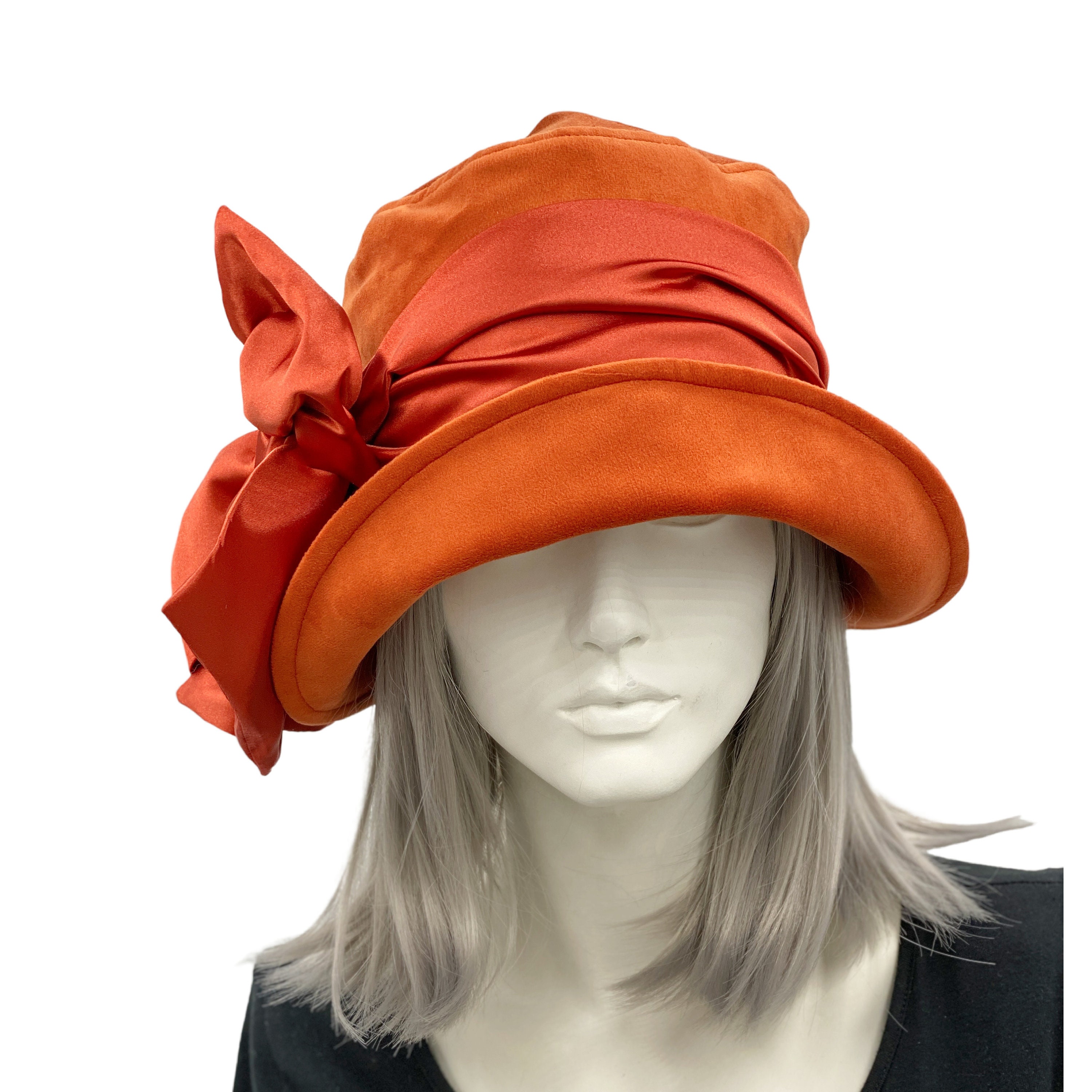 Velvet Cloche Hat Women Burnt Orange 