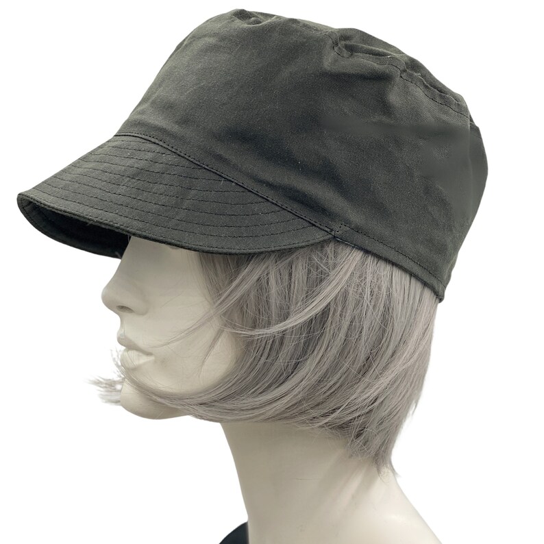 Cadet Cap, Rain Hat in Waxed Cotton, Black or Choose your Color, Walk to Work and Dog Walking Hat, Handmade in the USA image 3