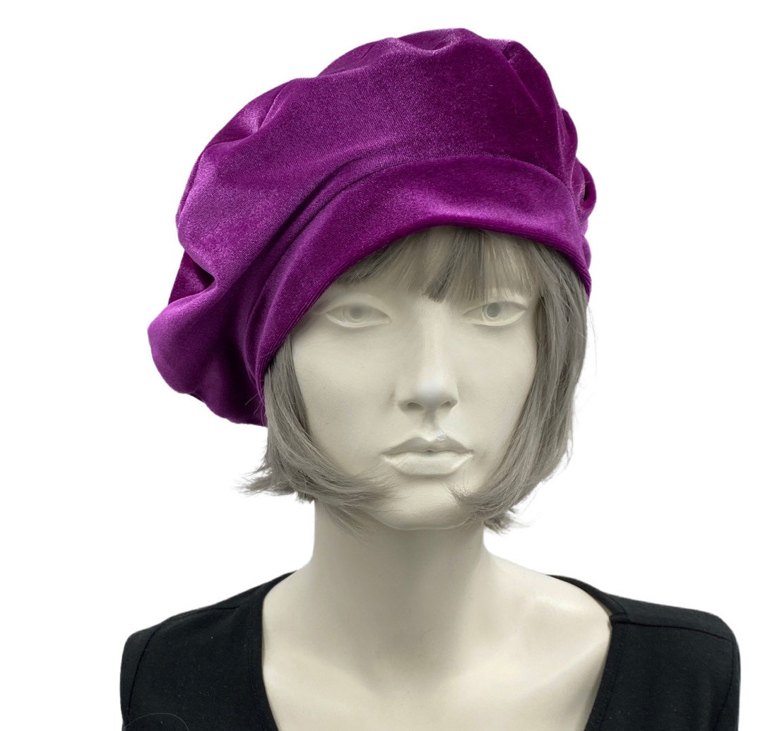 Cute Beret, Raspberry Beret, Velvet Hat Satin Lined, Breast Cancer ...