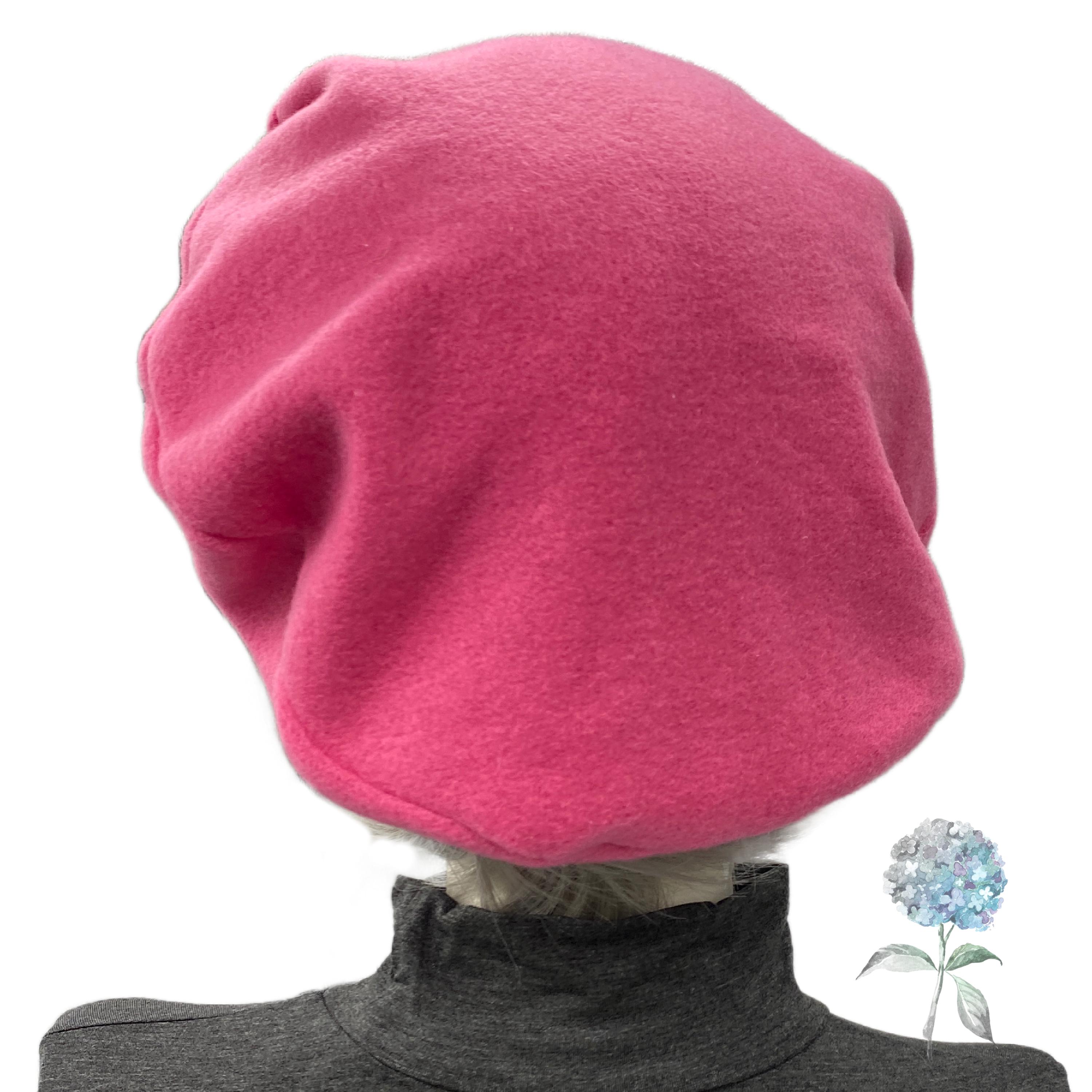 Pink Fleece Beret With Satin Lining - Women display picture 1