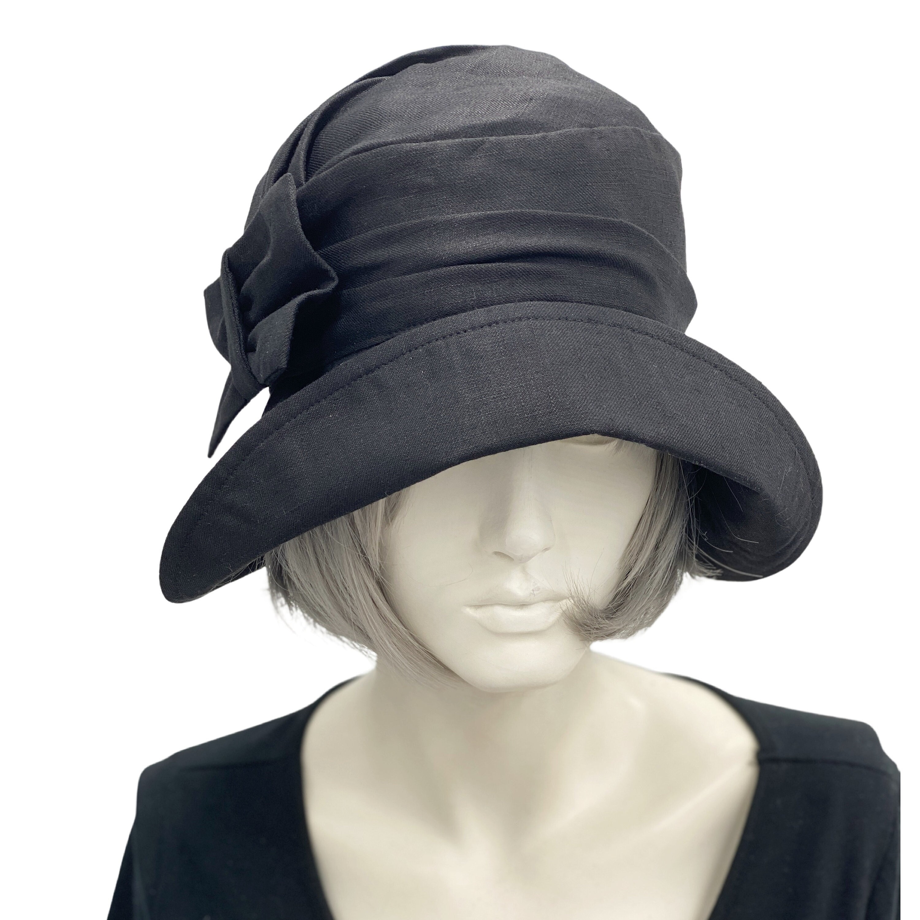 Cloche Hat Women Linen Hat 1920s 