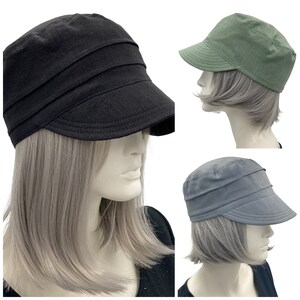 Cadet Cap, Rain Hat in Waxed Cotton, Black or Choose your Color, Walk to Work and Dog Walking Hat, Handmade in the USA image 8