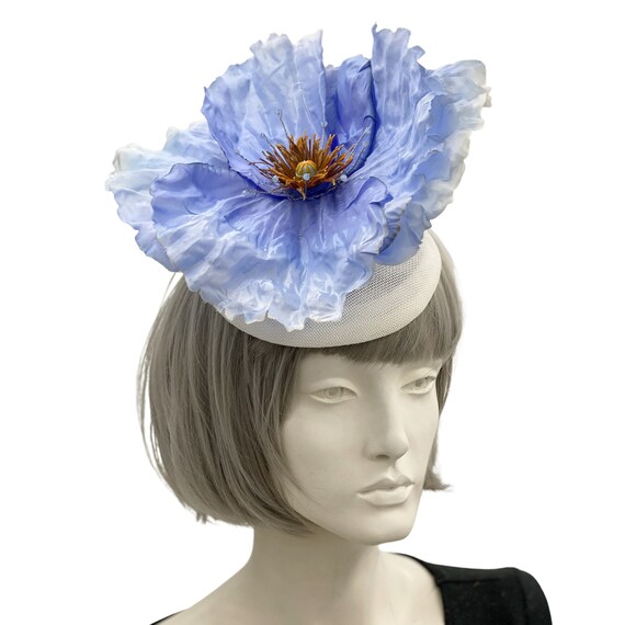 Periwinkle Blue Poppy Flower Fascinator 