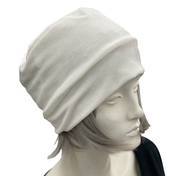 Cream Velvet Hat 1920s Cloche Hat 