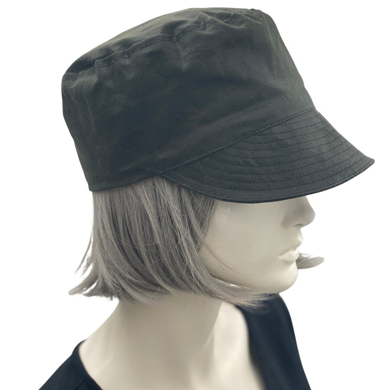 Cadet Cap, Rain Hat in Waxed Cotton, Black or Choose your Color, Walk to Work and Dog Walking Hat, Handmade in the USA image 2