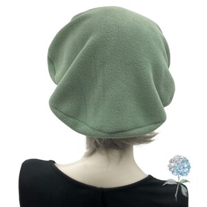 Cute Beret, Sage Green Fleece with Removable Bow, Satin Lined Hat, Beret Hats For Women, Handmade in the USA image 7