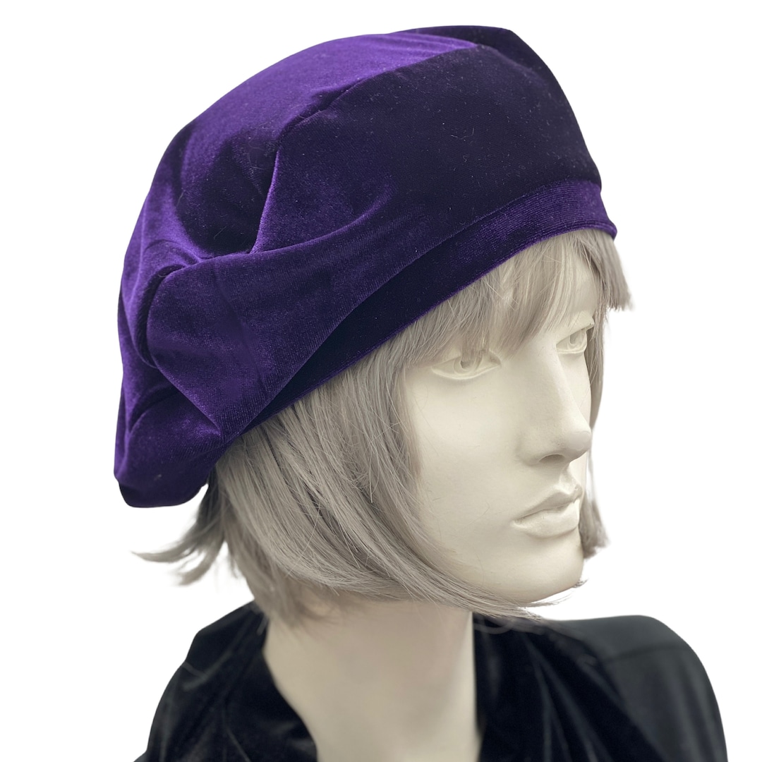 Purple Beret or Choose Your Color Velvet Berets for Women Etsy