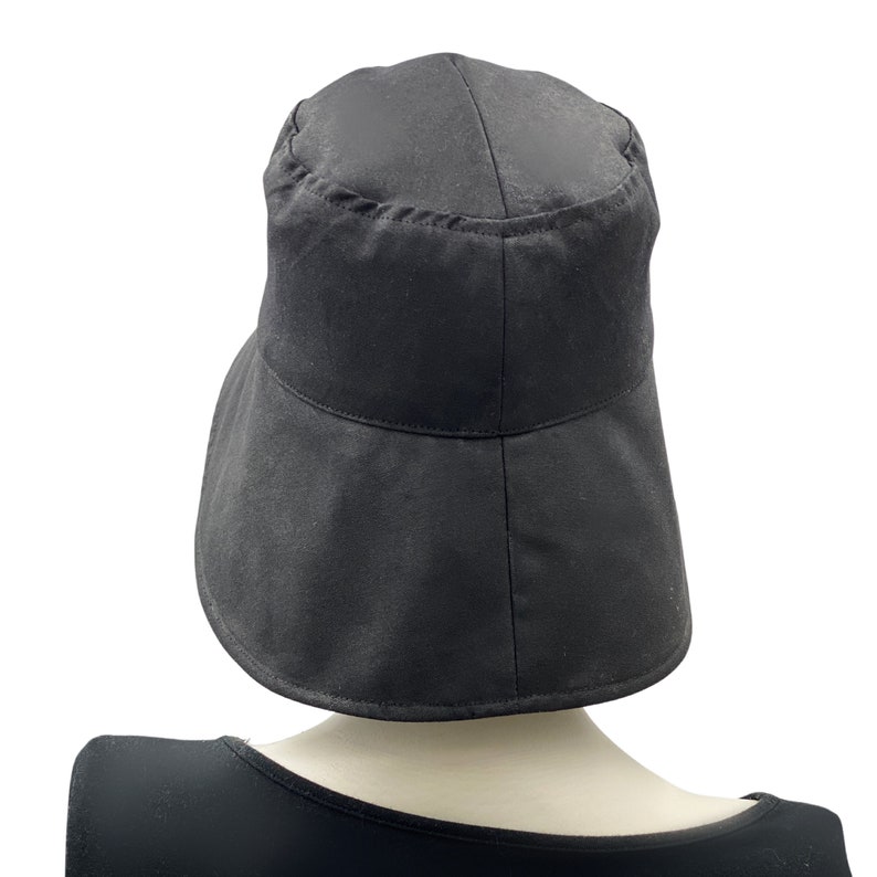 Regenhoed, Cloche Hat Dames, Waxed Cotton Hat, Zwart of kies uw kleur, Wandel en reishoed, Handgemaakt in de VS afbeelding 7