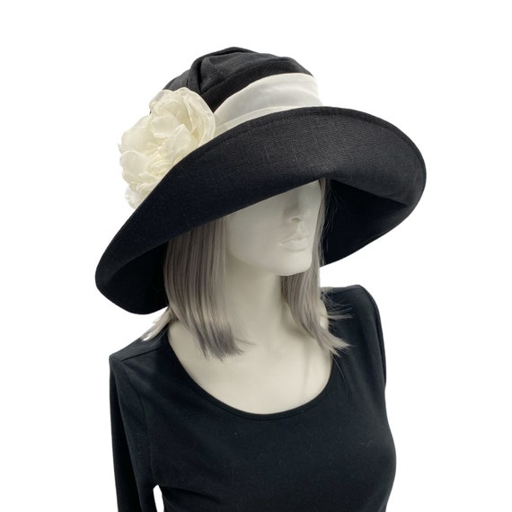 Black floppy wedding hat deals