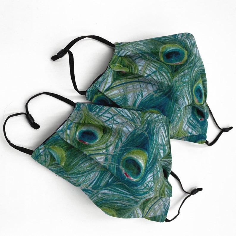 Peacock Feather Washable Face Mask Adjustable Face Mask with Etsy