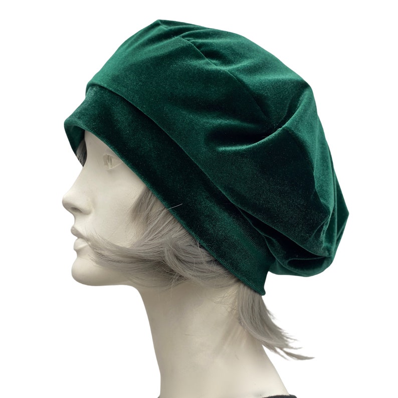 Velvet Beret, Black Velvet Hat, or Choose Your Color, Chemo Headwear, Quality Millinery Handmade in the USA Green