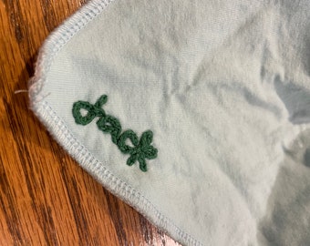 Bandana style baby bib- Custom personalized  hand embroidery