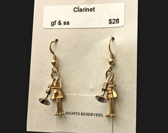 CLARINET EARRINGS Gold Filled